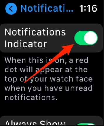 toggle to disable Notifications Indicator