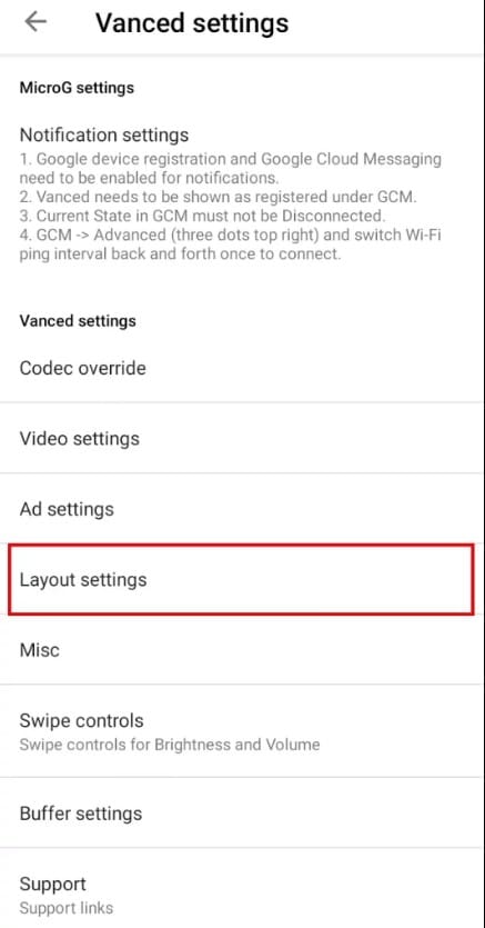 Click Layout Settings