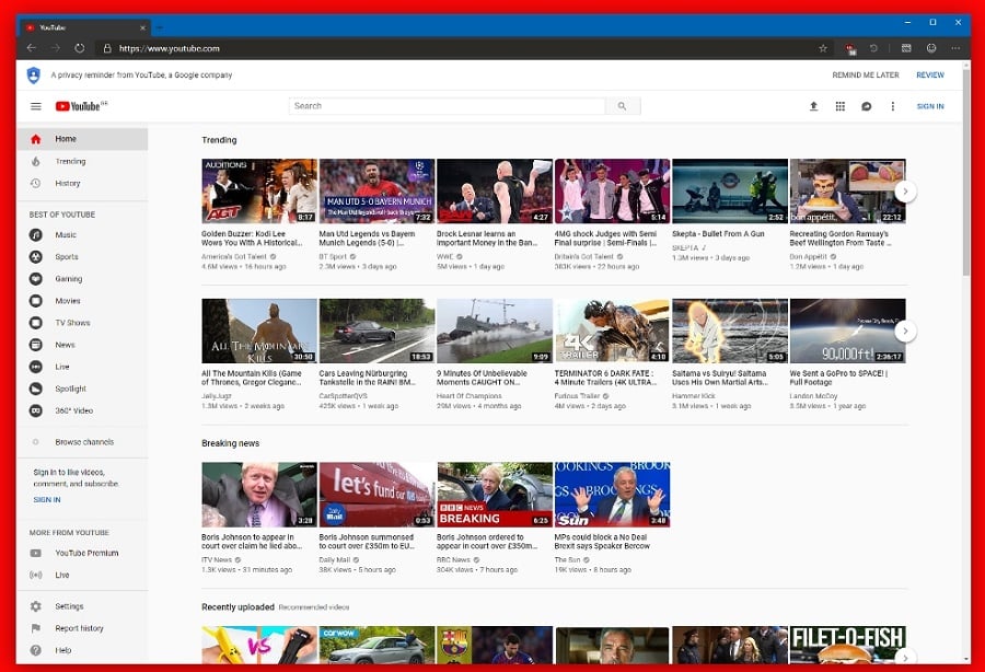 Use YouTube in a Browser